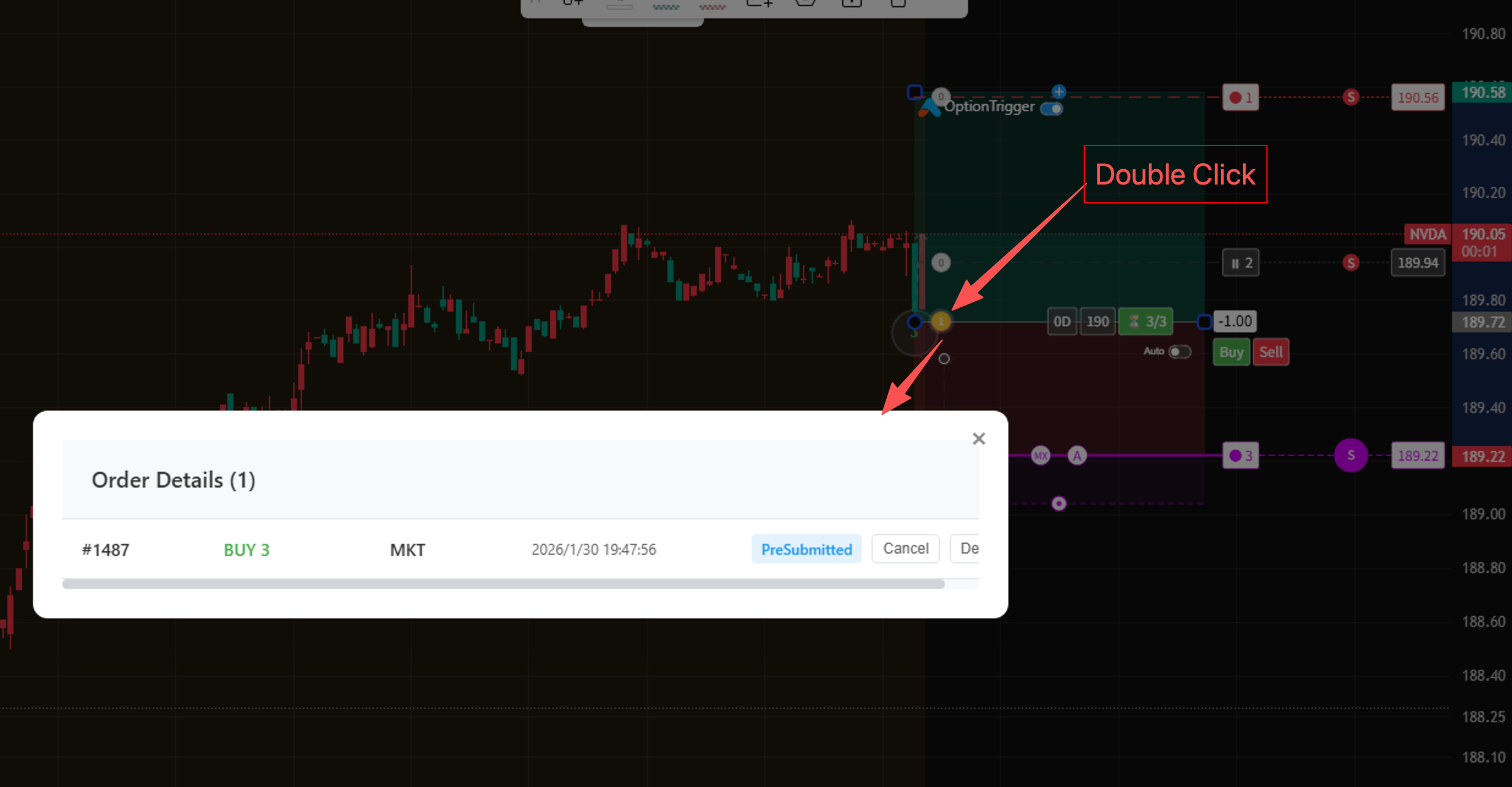 Order Status on Chart