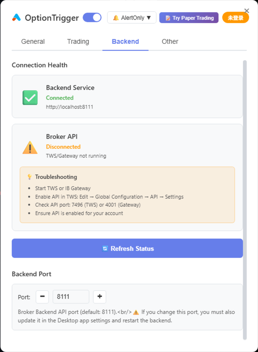 Global Settings - Backend