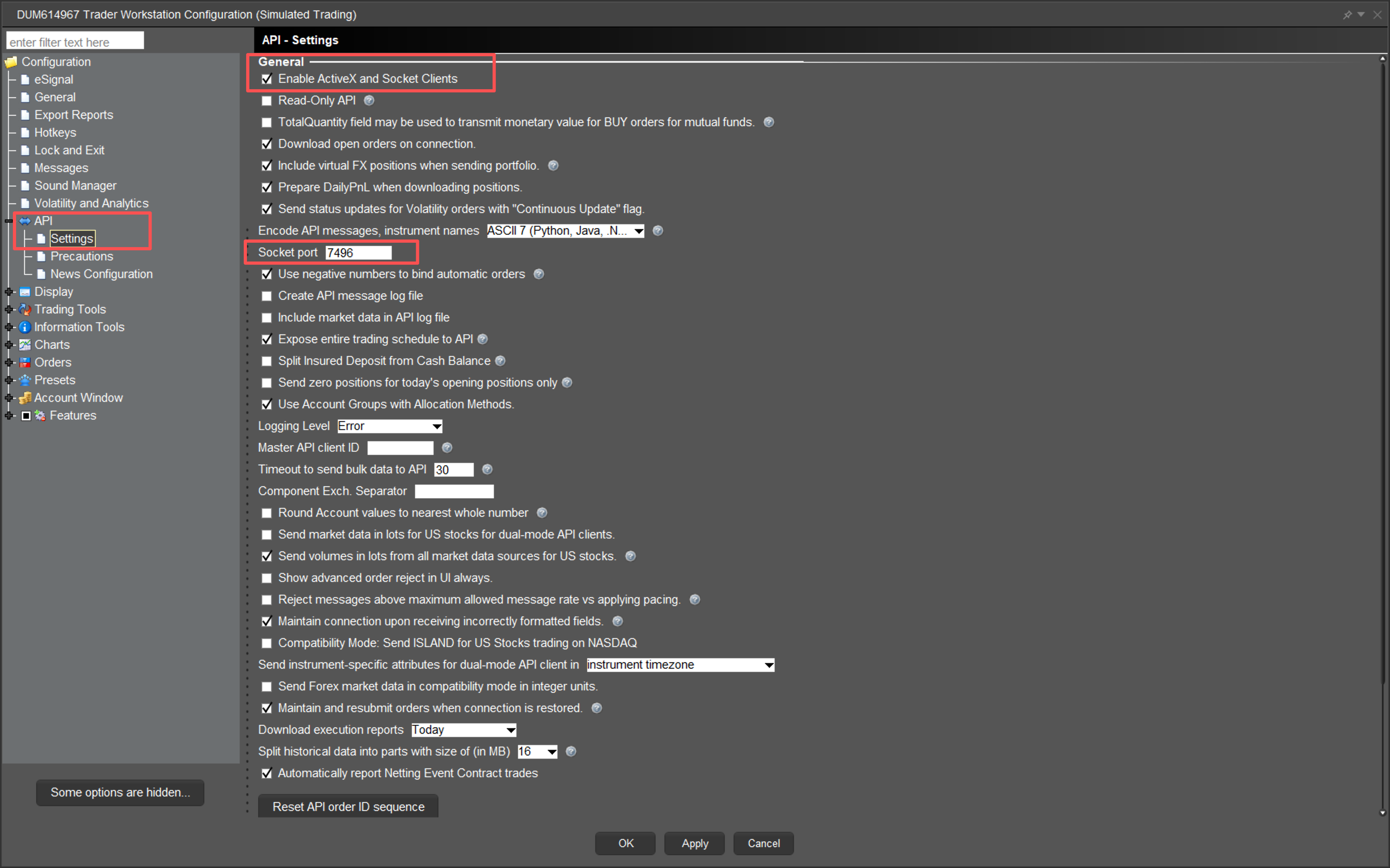 Enable API and Set Port